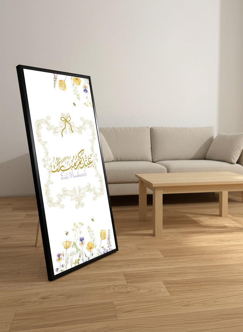 LOWHA Canvas Wall Art on Wooden Frame with Black Floating Frame and Back Stand Featuring Eid Mubarak Design - Image 5